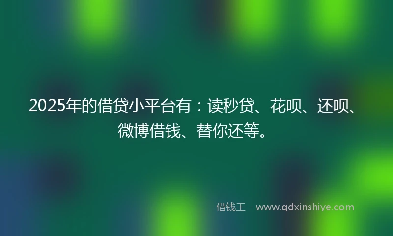 2025年的借贷小平台有：读秒贷、花呗、还呗、微博借钱、替你还等。