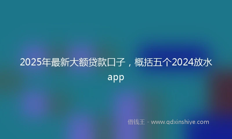 2025年最新大额贷款口子,概括五个2024放水app