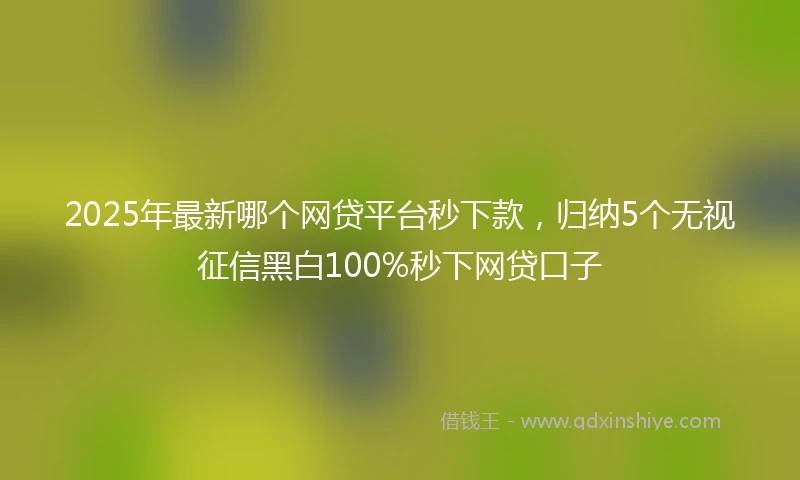 2025年最新哪个网贷平台秒下款，归纳5个无视征信黑白100%秒下网贷口子