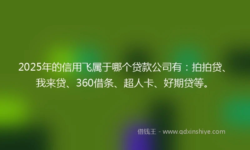 2025年的信用飞属于哪个贷款公司有：拍拍贷、我来贷、360借条、超人卡、好期贷等。