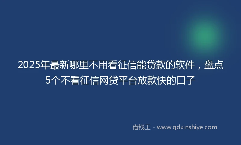 2025年最新哪里不用看征信能贷款的软件，盘点5个不看征信网贷平台放款快的口子