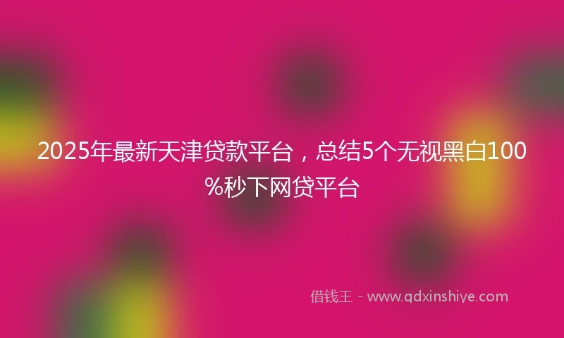 2025年最新天津贷款平台，总结5个无视黑白100%秒下网贷平台