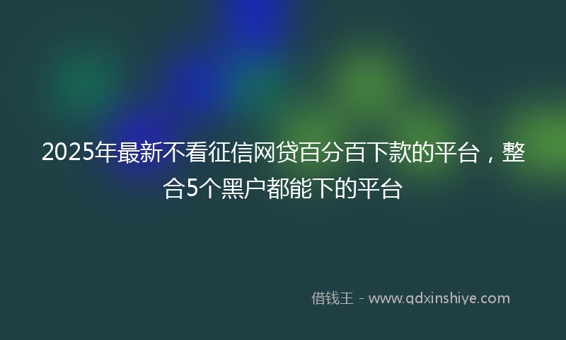 2025年最新不看征信网贷百分百下款的平台，整合5个黑户都能下的平台