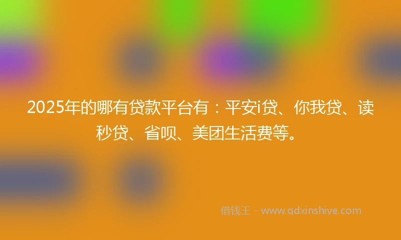 2025年的哪有贷款平台有：平安i贷、你我贷、读秒贷、省呗、美团生活费等。