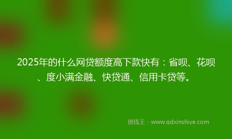 2025年的什么网贷额度高下款快有：省呗、花呗、度小满金融、快贷通、信用卡贷等。