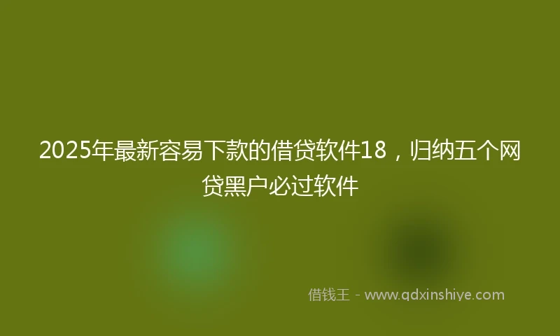 2025年最新容易下款的借贷软件18，归纳五个网贷黑户必过软件