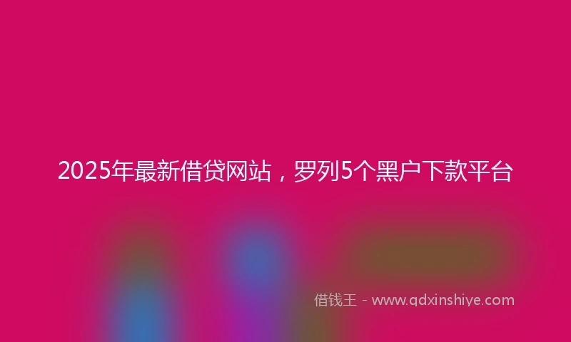 2025年最新借贷网站，罗列5个黑户下款平台