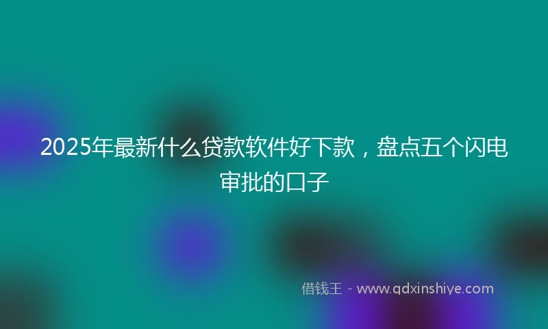 2025年最新什么贷款软件好下款，盘点五个闪电审批的口子