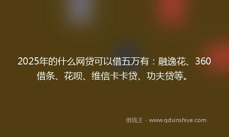 2025年的什么网贷可以借五万有：融逸花、360借条、花呗、维信卡卡贷、功夫贷等。