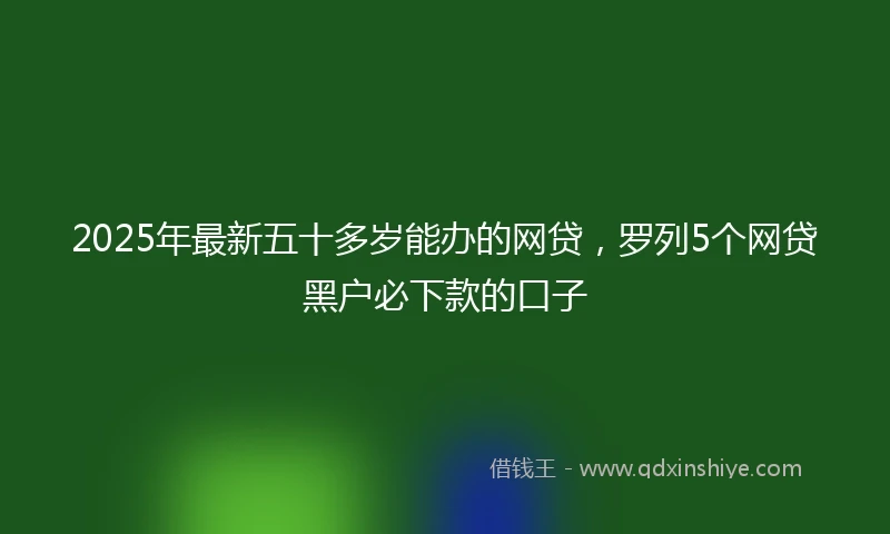 2025年最新五十多岁能办的网贷，罗列5个网贷黑户必下款的口子