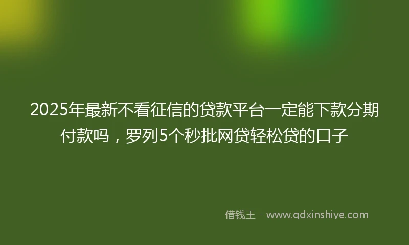 2025年最新不看征信的贷款平台一定能下款分期付款吗，罗列5个秒批网贷轻松贷的口子