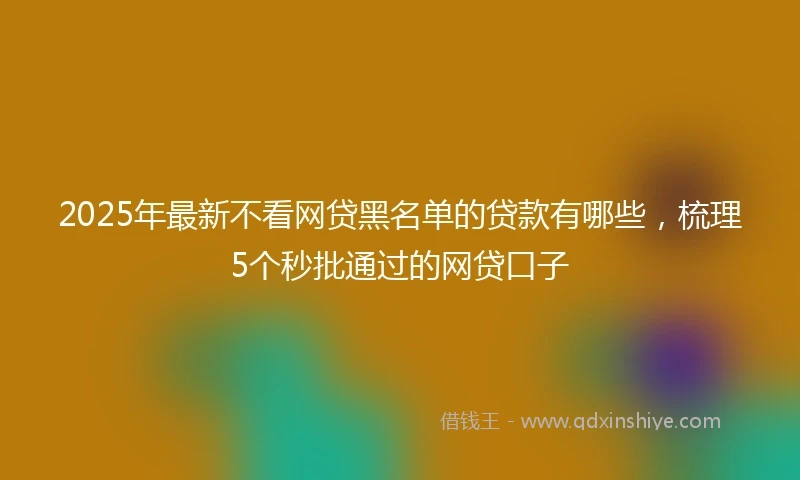 2025年最新不看网贷黑名单的贷款有哪些，梳理5个秒批通过的网贷口子