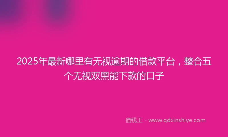 2025年最新哪里有无视逾期的借款平台，整合五个无视双黑能下款的口子