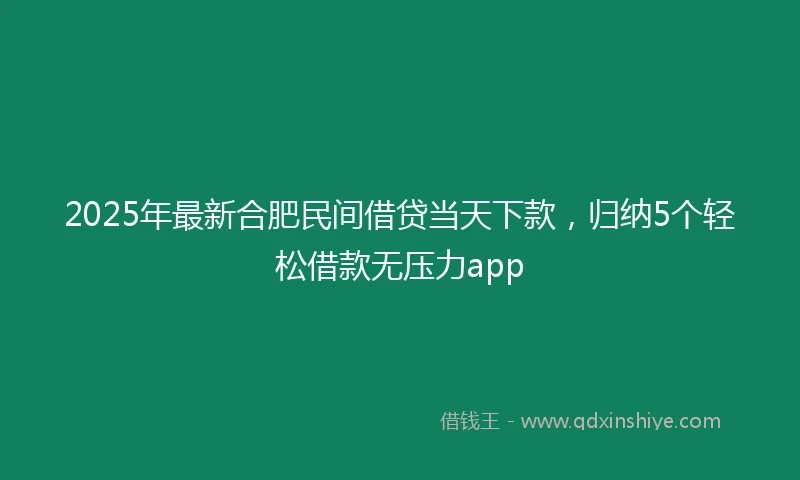 2025年最新合肥民间借贷当天下款，归纳5个轻松借款无压力app