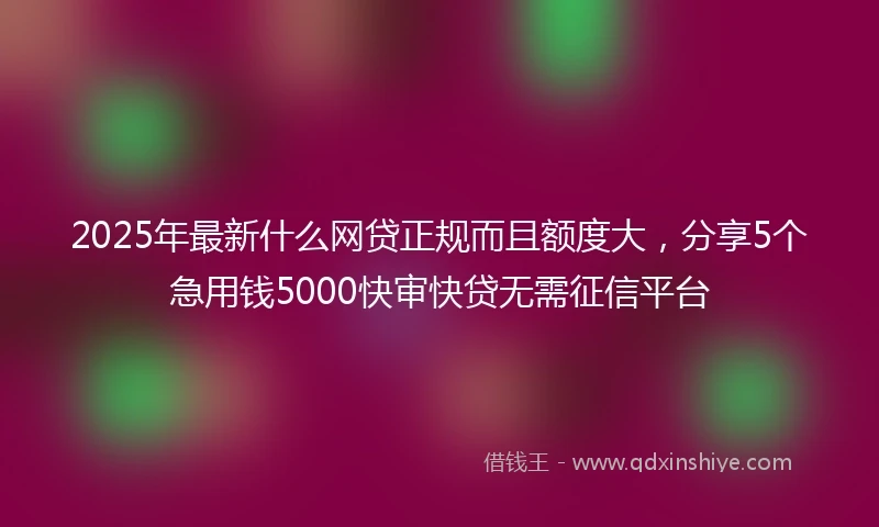 2025年最新什么网贷正规而且额度大，分享5个急用钱5000快审快贷无需征信平台