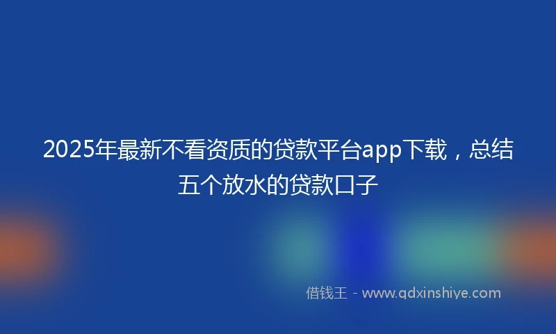 2025年最新不看资质的贷款平台app下载，总结五个放水的贷款口子