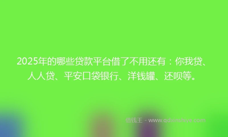 2025年的哪些贷款平台借了不用还有：你我贷、人人贷、平安口袋银行、洋钱罐、还呗等。