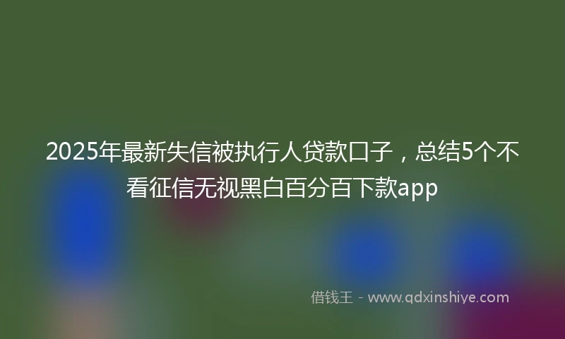 2025年最新失信被执行人贷款口子，总结5个不看征信无视黑白百分百下款app