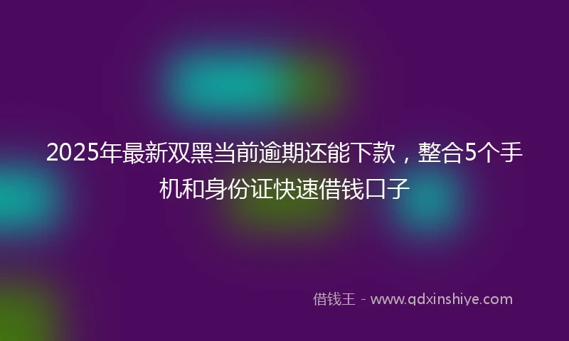 2025年最新双黑当前逾期还能下款，整合5个手机和身份证快速借钱口子