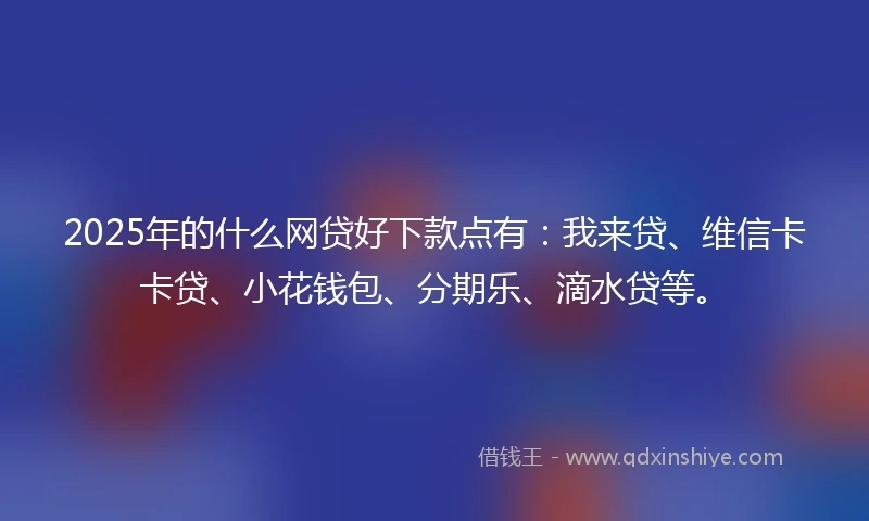 2025年的什么网贷好下款点有：我来贷、维信卡卡贷、小花钱包、分期乐、滴水贷等。