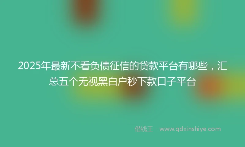 2025年最新不看负债征信的贷款平台有哪些，汇总五个无视黑白户秒下款口子平台