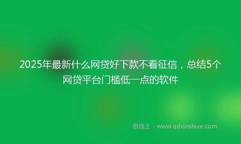 2025年最新什么网贷好下款不看征信，总结5个网贷平台门槛低一点的软件