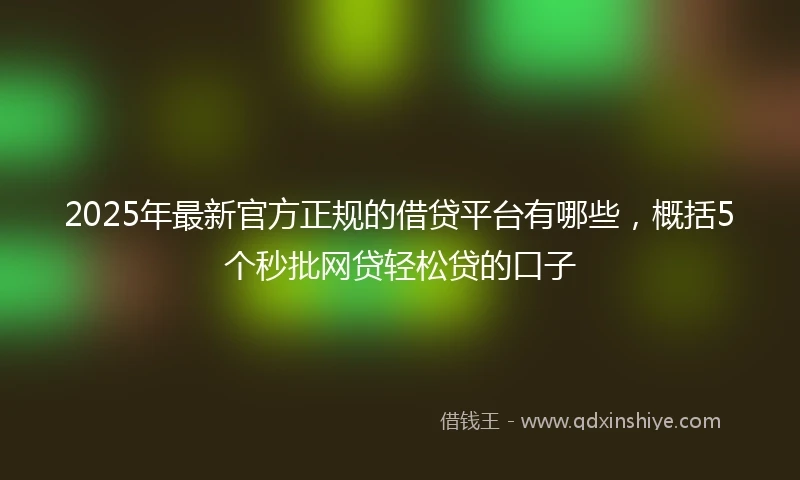 2025年最新官方正规的借贷平台有哪些，概括5个秒批网贷轻松贷的口子