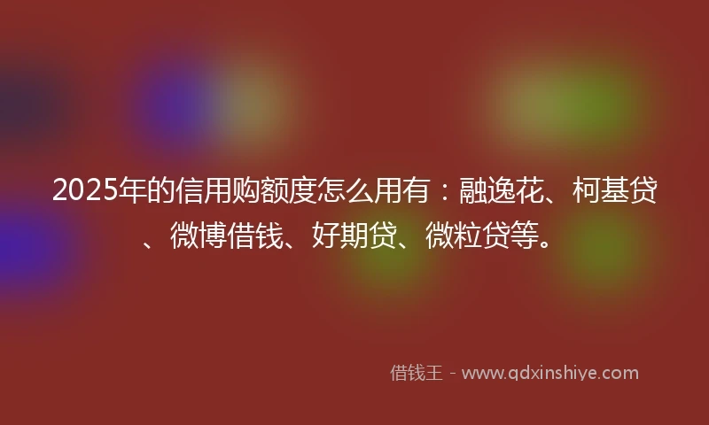 2025年的信用购额度怎么用有：融逸花、柯基贷、微博借钱、好期贷、微粒贷等。