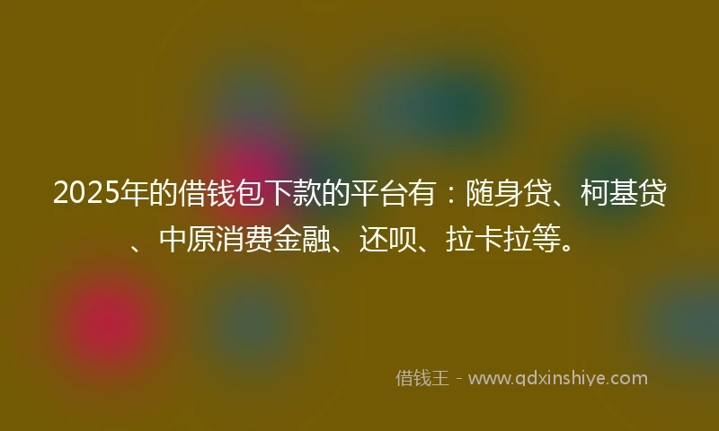 2025年的借钱包下款的平台有：随身贷、柯基贷、中原消费金融、还呗、拉卡拉等。