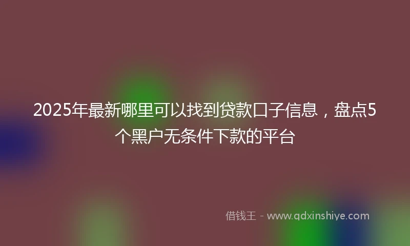 2025年最新哪里可以找到贷款口子信息，盘点5个黑户无条件下款的平台