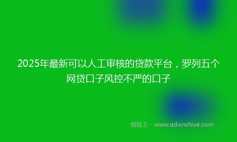 2025年最新可以人工审核的贷款平台，罗列五个网贷口子风控不严的口子