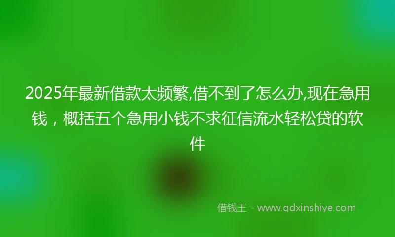 2025年最新借款太频繁,借不到了怎么办,现在急用钱，概括五个急用小钱不求征信流水轻松贷的软件