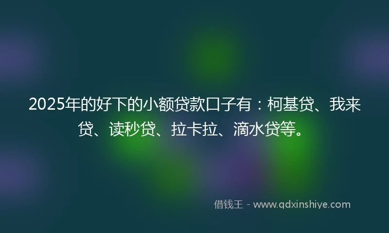 2025年的好下的小额贷款口子有：柯基贷、我来贷、读秒贷、拉卡拉、滴水贷等。