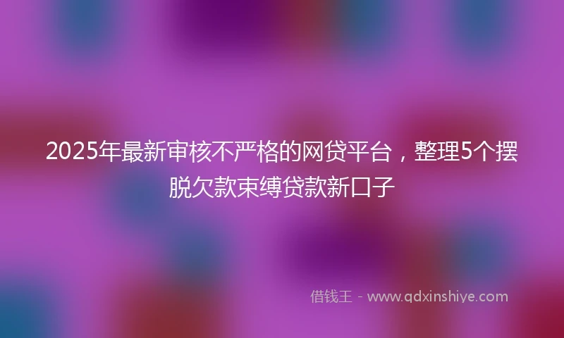 2025年最新审核不严格的网贷平台，整理5个摆脱欠款束缚贷款新口子