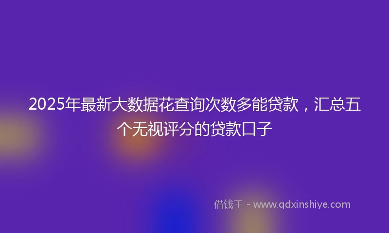 2025年最新大数据花查询次数多能贷款，汇总五个无视评分的贷款口子