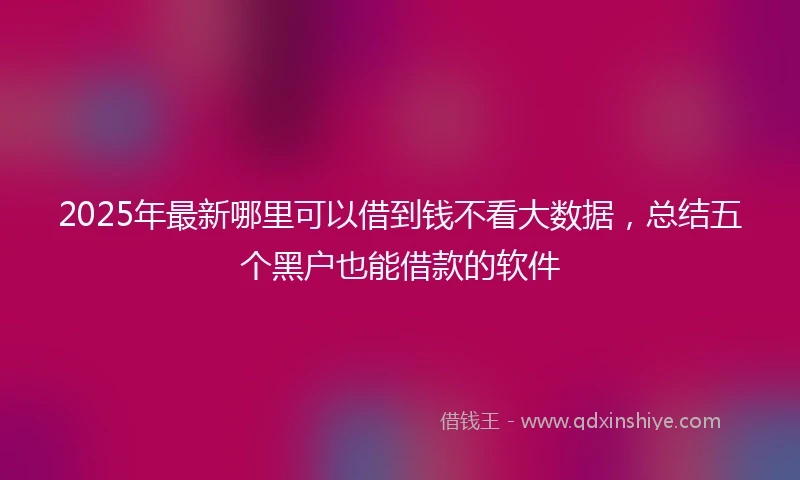 2025年最新哪里可以借到钱不看大数据，总结五个黑户也能借款的软件