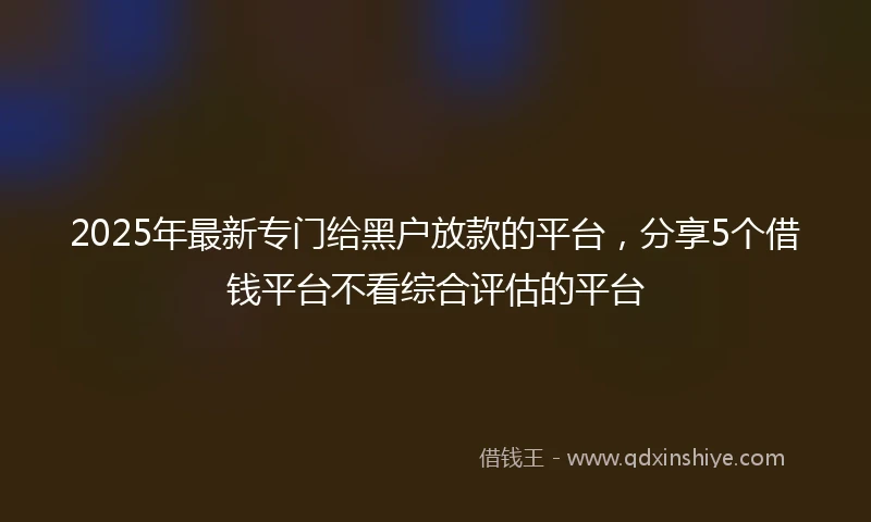 2025年最新专门给黑户放款的平台，分享5个借钱平台不看综合评估的平台
