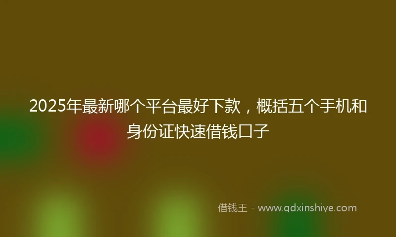 2025年最新哪个平台最好下款，概括五个手机和身份证快速借钱口子