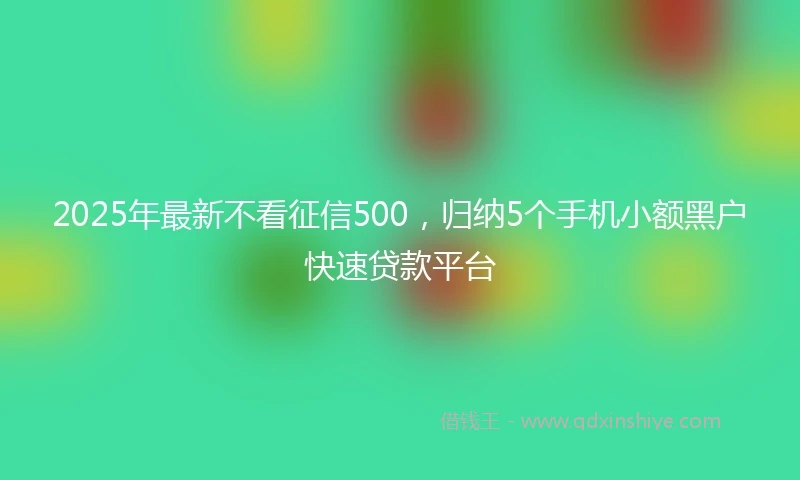 2025年最新不看征信500，归纳5个手机小额黑户快速贷款平台