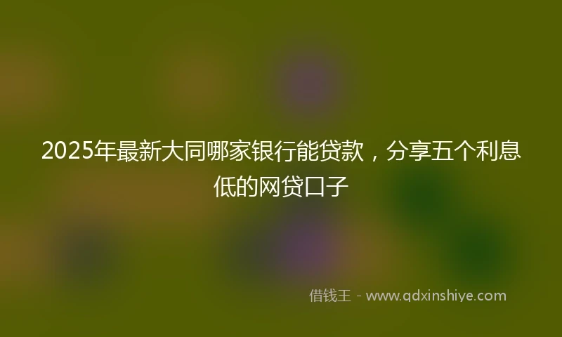 2025年最新大同哪家银行能贷款，分享五个利息低的网贷口子