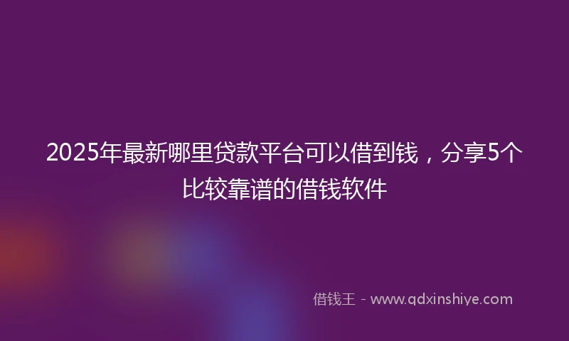 2025年最新哪里贷款平台可以借到钱，分享5个比较靠谱的借钱软件