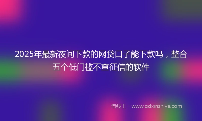 2025年最新夜间下款的网贷口子能下款吗，整合五个低门槛不查征信的软件