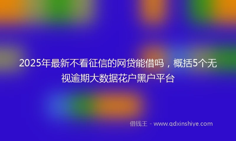 2025年最新不看征信的网贷能借吗，概括5个无视逾期大数据花户黑户平台