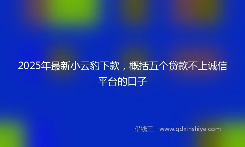 2025年最新小云豹下款，概括五个贷款不上诚信平台的口子