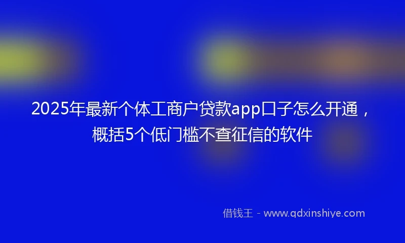 2025年最新个体工商户贷款app口子怎么开通，概括5个低门槛不查征信的软件