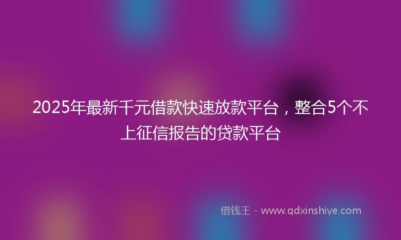 2025年最新千元借款快速放款平台，整合5个不上征信报告的贷款平台