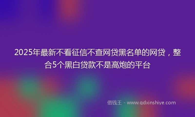 2025年最新不看征信不查网贷黑名单的网贷，整合5个黑白贷款不是高炮的平台