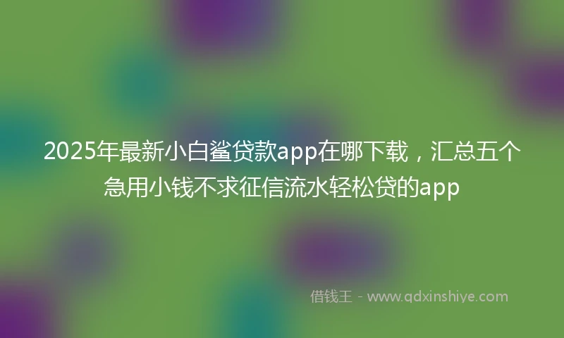 2025年最新小白鲨贷款app在哪下载，汇总五个急用小钱不求征信流水轻松贷的app