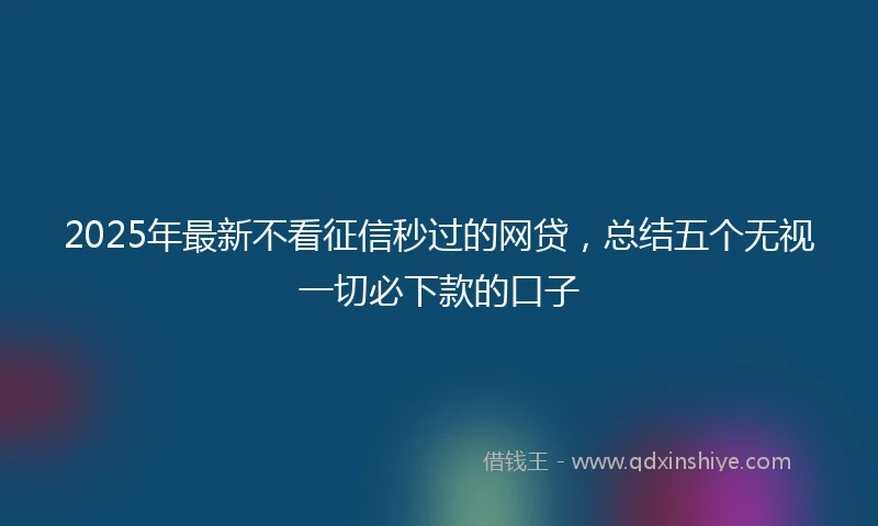 2025年最新不看征信秒过的网贷，总结五个无视一切必下款的口子