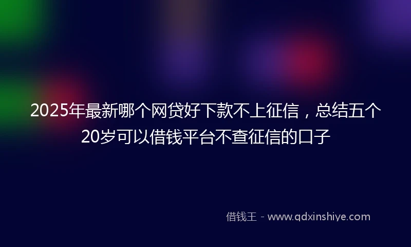 2025年最新哪个网贷好下款不上征信，总结五个20岁可以借钱平台不查征信的口子